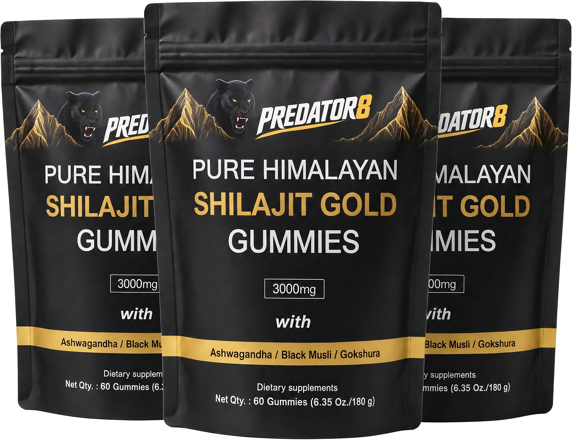 PREDATOR8 Himalayan Shilajit Gold Gummies pouches